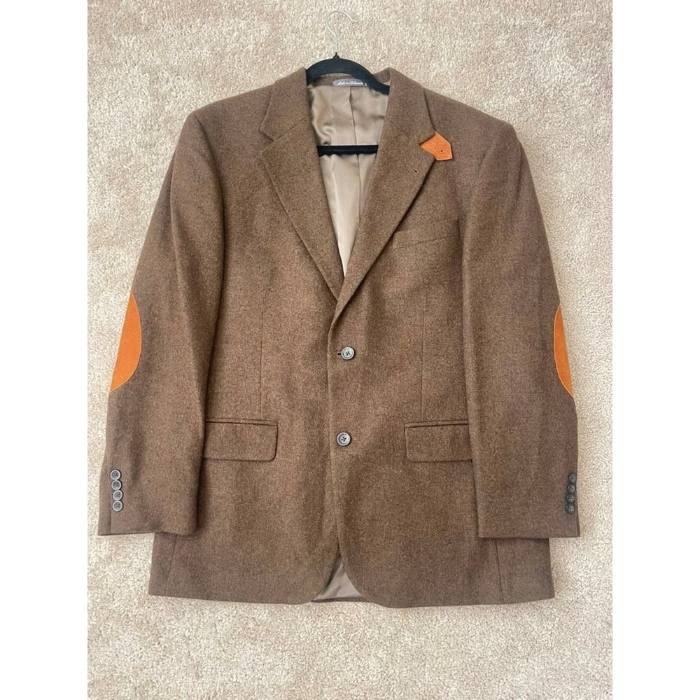 Oscar de la Renta Mens 42R Brown 100% Wool Blazer Suede Elbow Patches Sport Coat